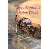 NBS Beautiful Naturel Stones Kadın Bakır Pembe Zarif, İnce Tasarım Trend Yüzük Ayarlanabilir ( Hediye , Günlük , Kombin)