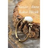 NBS Beautiful Naturel Stones Kadın Bakır Selenit Zarif, İnce Tasarım Trend Yüzük Ayarlanabilir ( Hediye , Günlük , Kombin)