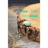 NBS Beautiful Naturel Stones Kadın Bakır Yeşil Zarif, İnce Tasarım Trend Yüzük Ayarlanabilir ( Hediye , Günlük , Kombin)