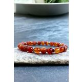 NBS Beautiful Naturel Stones Karnelyan Akik Şık Tasarım Gerçek Doğal Taş Bileklik 8 mm
