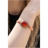 NBS Beautiful Naturel Stones Kırmızı Akik Bakır Bileklik Doğal Taş Vip Takı Modern Şık