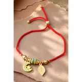 NBS Beautiful Naturel Stones Kırmızı Kordon Ay Yıldız Charm Bileklik Asansörlü, Ayarlanabilir, Kararmaz