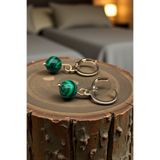 NBS Beautiful Naturel Stones Malahit Küpe Yeşil Altın Kaplama 8 mm ( Hediyelik , Günlük , Özel Günler )