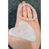 NBS Beautiful Naturel Stones Pembe Kuvars Doğal Taş Kalpli Gua Sha Masaj Aleti (Aşk ve Mutluluk)