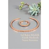 NBS Beautiful Naturel Stones Saf Bakır Ajda Bileklik Yüzük Hediyeli Ayarlanabilir %100 Bakır Antik Trend ( Hediyelik, Günlük )