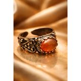 NBS Beautiful Naturel Stones Saf Bakır Antik Yüzük Vintage Akik Ayarlanabilir