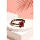 NBS Beautiful Naturel Stones Saf Bakır Kırmızı Taşlı Ayarlanabilir Vintage Yüzük