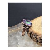 NBS Beautiful Naturel Stones Saf Bakır Mistik Topaz Kristalli Ayarlanabilir Yüzük ( Nazar , Koruma , Enerji )