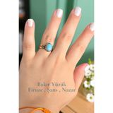 NBS Beautiful Naturel Stones Saf Bakır Yüzük Ayarlanabilir Firuze Taşı ( Nazar Koruma ) ( Hediyelik, Günlük , Özel Günler )