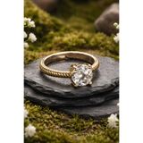NBS Beautiful Naturel Stones Saf Bakır Yüzük Beyaz Taşlı Vintage Ayarlanabilir Yüzük