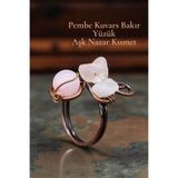 NBS Beautiful Naturel Stones Yüzük Pembe Kuvars Saf Bakır Ayarlanabilir El İşçilik ( Pozitiflik , Nazar , Koruma )