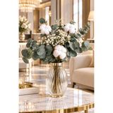 NC DESIGN CONCEPT Doğal Pamuk Dalı Buketi – Şoklanmış Çiçek Buketi, Pamuk Çiçeği, Okaliptus ve Cipso | Dekoratif Ev Hediyesi Vazo Dahil Değildir.