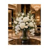 NC DESIGN CONCEPT Lüks Füme Cam Vazo 22 cm– Büyük Boy Dekoratif Salon ve Masa Vazosu
