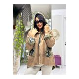 Nc10852 Kamuflaj Desen Nubuk Kısa Kaban Camel