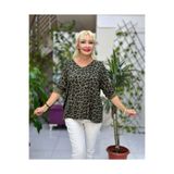 NC11128 italyan Leopar desen Bluz Yeşil