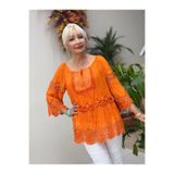 NC20428 İtalyan Klasik İpek Bluz Oranj