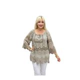 NC20428 İtalyan Klasik İpek Bluz Vizon