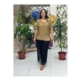 NC24841 İtalyan Pul Payetli İpek Bluz Camel