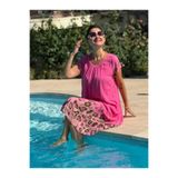 NC50848 İtalyan Pamuk Keten Astarlı Elbise Pembe