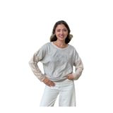 NC53659C İtalyan MIN Taşlı Coton Sweatshirt Krem