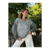 NC58939 İtalyan Believe Taşlı Sweatshirt Haki