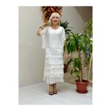 NC64740 İtalyan Katlı İpek Elbise Beyaz