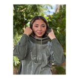 NC8533C İtalyan Joy Taşlı Kapüşonlu Coton Sweatshirt Haki