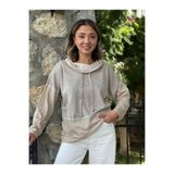 NC8533C İtalyan Joy Taşlı Kapüşonlu Coton Sweatshirt Krem