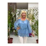 NC9740 İtalyan İpek Bluz Mavi