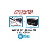 Ncpline 6 Volt 12 Amper Akü ve Akü Şarj Aleti 6 Volt Çocuk Scooter Aküsü ve Şarj Aleti Adaptörü