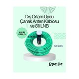 NcpLine 8 Li Lnb 25 Metre Uydu Çanak Anten Kablosu Yeşil 5 Adet F Konnektörlü U6 KABLO