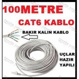 Ncpline Hazir Yapili Uçlar 100 Mt Metre Internet Kablosu Kali Sağlam Cat6