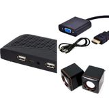 Ncpline Mini Uydu Alıcı HD Monitör TV Yapma Aparatı HDMI VGA Çevirici ve Hoparlör Seti 3'lü Set