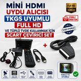 Ncpline P Hilips Uyumlu Mini HDMI Uydu Alıcısı Tkgs Uyumlu Full Hd ve Tüplü Tvde Kullanmak Için Scart Çevirici Set