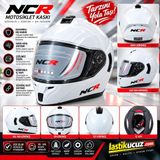 NCR-166E Çene Açılır Gözlüklü Ece 22-06 Belgeli Kask Parlak Beyaz - Açık Beyaz