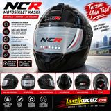 NCR-166E Çene Açılır Gözlüklü Ece 22-06 Belgeli Kask Parlak Siyah - XL