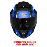 NCR Stars Çene Açılır Siyah Vizörlü Mavi Kask (Ece Belgeli) - XL