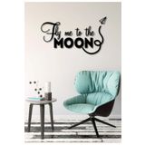 NCS Ahşap Sanat Atölyesi Fly Me To The Moon Duvar Yazısı Ahşap Tablo