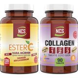 Ncs Collagen Type (Tip) 1-2-3 Hyaluronic Acid Vitamin C Glutatyon & Ester C Vitamini Kara Mürver 120 Tablet