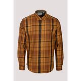 Ncs Erkek Gömlek Camel Uzun Kol Ekose Kareli Flanel Yün Tuşeli Slim Fit Düğmeli Yaka Shirt Ncs Jeans 7273 - XL