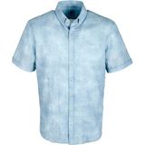 Ncs Erkek Mavi Gofre Kumaş Slim Fit Dar Kesim Düğme Yaka Kısa Kol Gömlek Jeans 7232 - 3XL