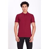 Ncs Erkek Polo Yaka Tişört Bordo %100 Pamuk Slim Fit Polo T-Shirt Ncs Jeans 1055 - 2XL
