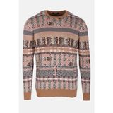 Ncs Erkek Triko Camel Bisiklet Yaka Desenli Slim Fit Pamuklu Kazak Ncs 3721