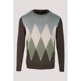 Ncs Erkek Triko Haki Bisiklet Yaka Baklava Desenli Slim Fit Pamuklu Kazak Ncs 3727 - 2XL