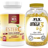 Ncs Ester C Vitamini Kara Mürver 180 Tablet + Flx Omega 3-6-9 90 Kapsül Balık Yağı