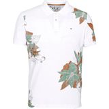 Ncs Jeans Erkek Polo Yaka Tişört Beyaz Pamuk Slim Fit Ribana'lı Kol Floral Desenli T-Shirt Ncs Jeans 1189 - XL