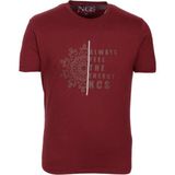Ncs Jeans Erkek Tişört Bisiklet Yaka Bordo Pamuk Slim Fit Desenli T-Shirt Ncs Jeans 1203 - 3XL