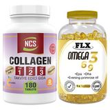 Ncs Kollajen Tip 1-2-3 Glutatyon Vitamin C-E 180 Tablet & Flx Omega 3-6-9 Balık Yağı 90 Softgel