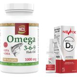 Ncs Omega 3-6-9 Balık Yağı 1000 Mg Evening Primrose Oil Keten Tohumu Yağı Epa Dha Nevfix Vitamin D3 Sıvı Sprey