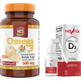 Ncs Omega 3 Balık Yağı Çocuklar Için 500 Mg 102 Softgel Portakal Aromalı & Nevfix Vitamin D3 Sıvı Sprey